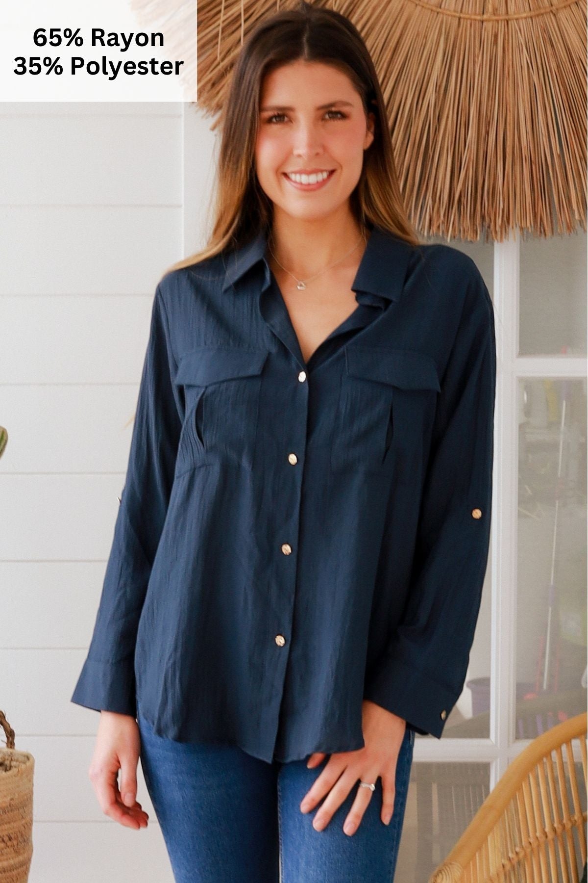 Alina Navy Top