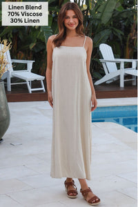 Linen Blend Slip Dress