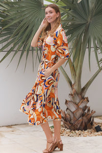 Martha Brown Midi Dress