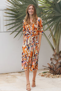 Martha Brown Midi Dress