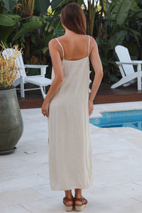 Linen Blend Slip Dress