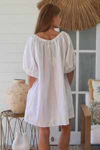 Linen Blend White Mini Dress