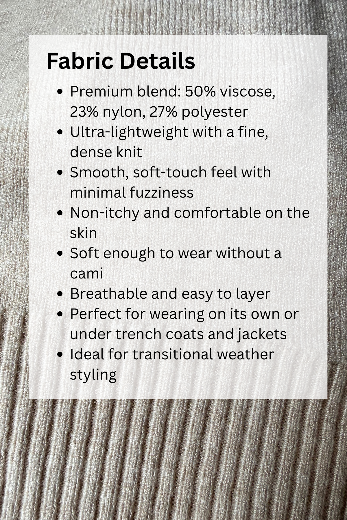 Charlotte Type 5 Fabric Details