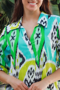 Marco Shirt Dress Parker Ikat Lime