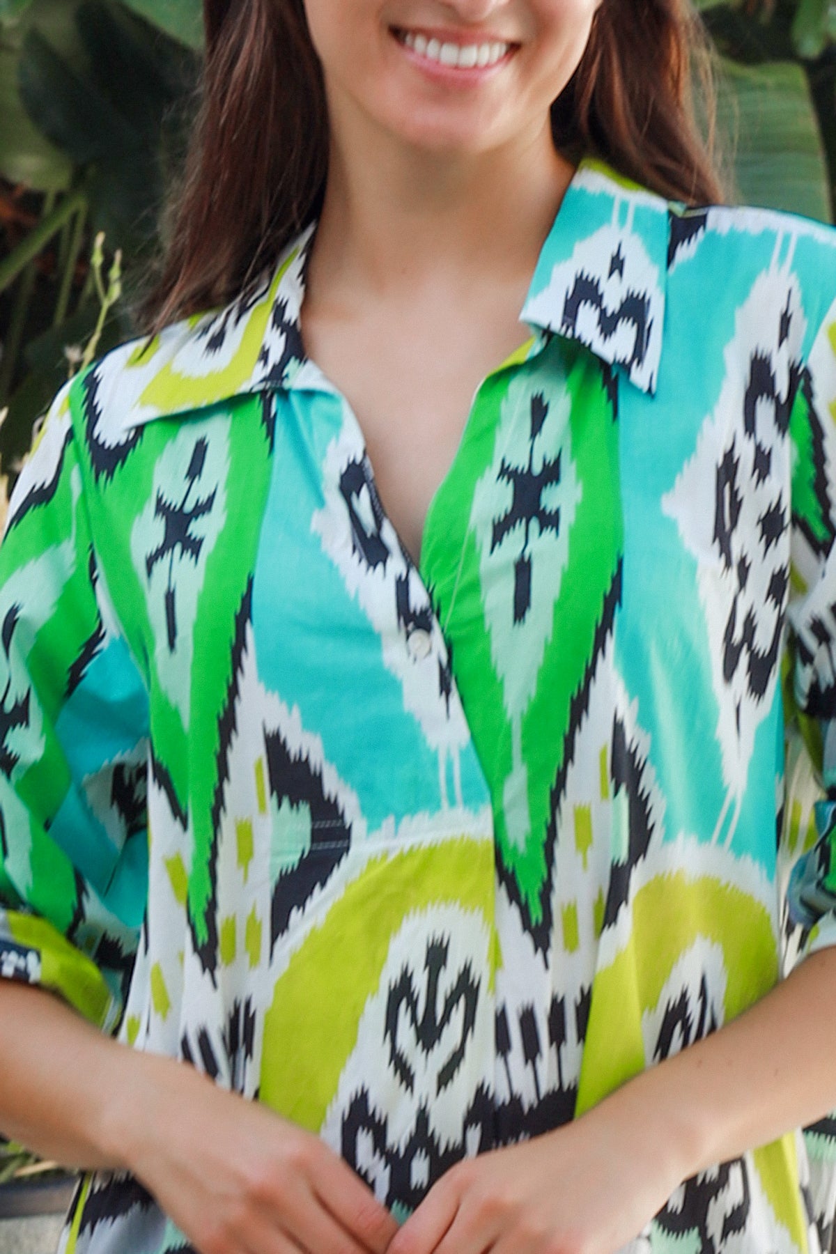 Marco Shirt Dress Parker Ikat Lime