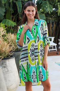 Marco Shirt Dress Parker Ikat Lime