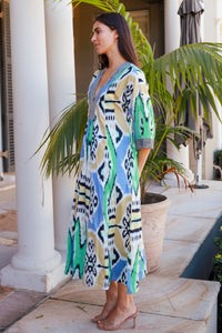 Pluto Dress Parker Ikat Brown