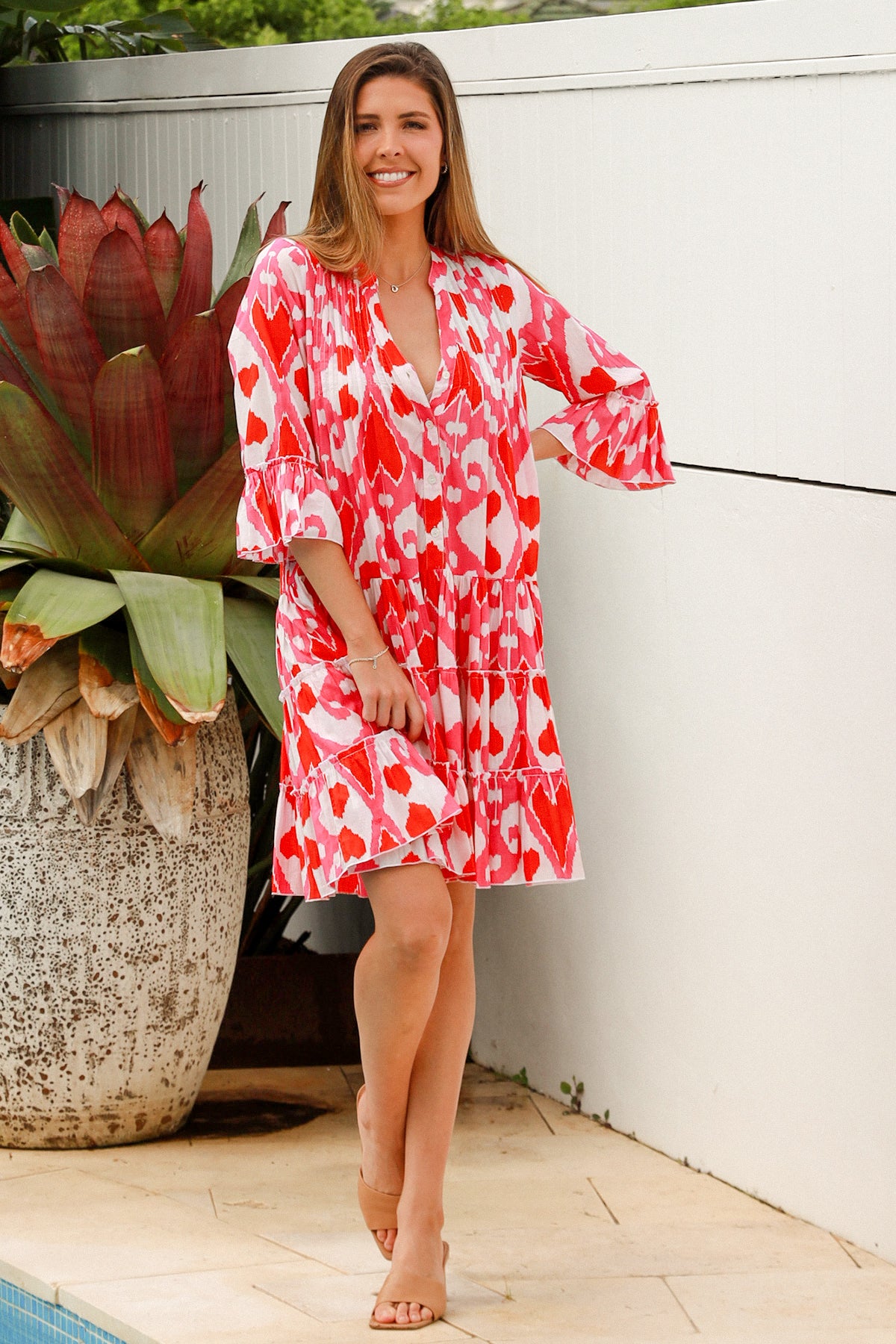 Lobster Dress Ford Ikat Pink Orange