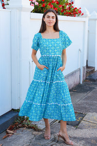 Colleton Dress Roadrunner Blue Green