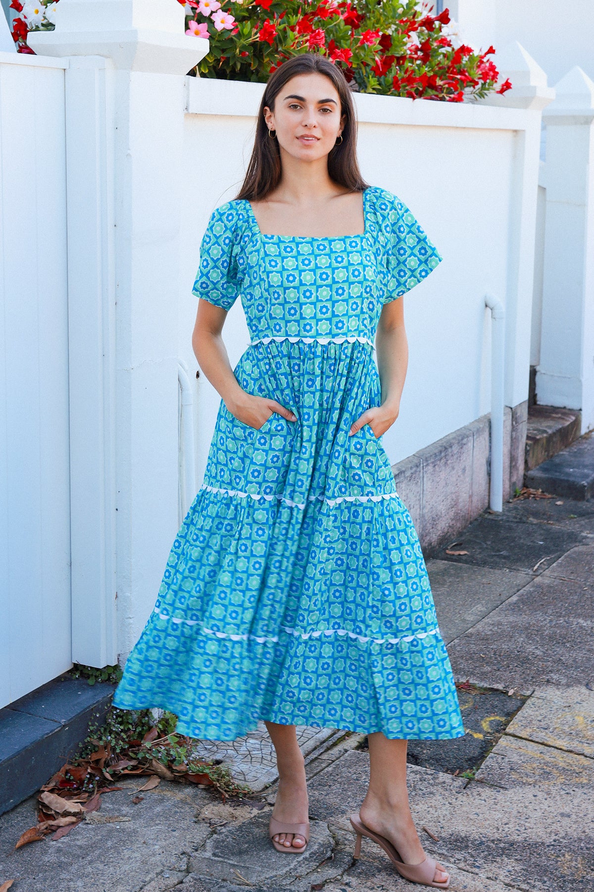 Colleton Dress Roadrunner Blue Green