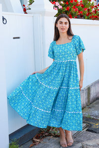 Colleton Dress Roadrunner Blue Green