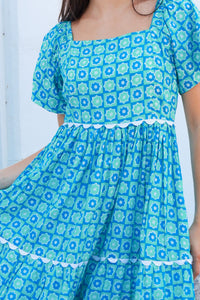 Colleton Dress Roadrunner Blue Green
