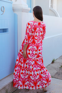 Enerson Dress Ford Ikat Pink Orange