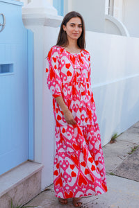 Enerson Dress Ford Ikat Pink Orange