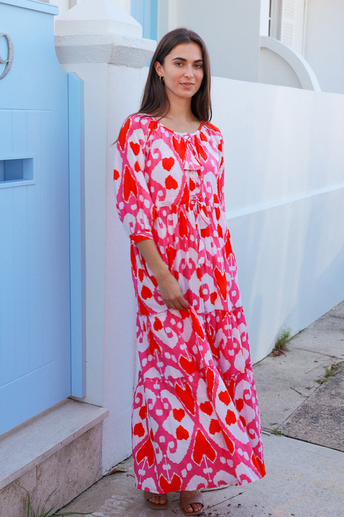 Enerson Dress Ford Ikat Pink Orange