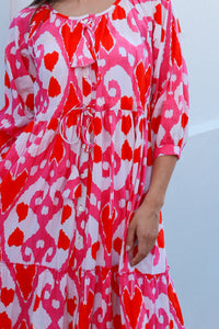 Enerson Dress Ford Ikat Pink Orange