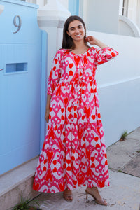 Enerson Dress Ford Ikat Pink Orange