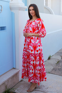 Enerson Dress Ford Ikat Pink Orange