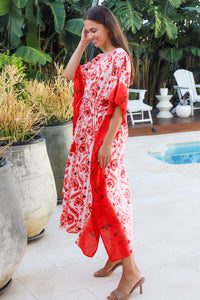 Nyla Kaftan Maruka Red