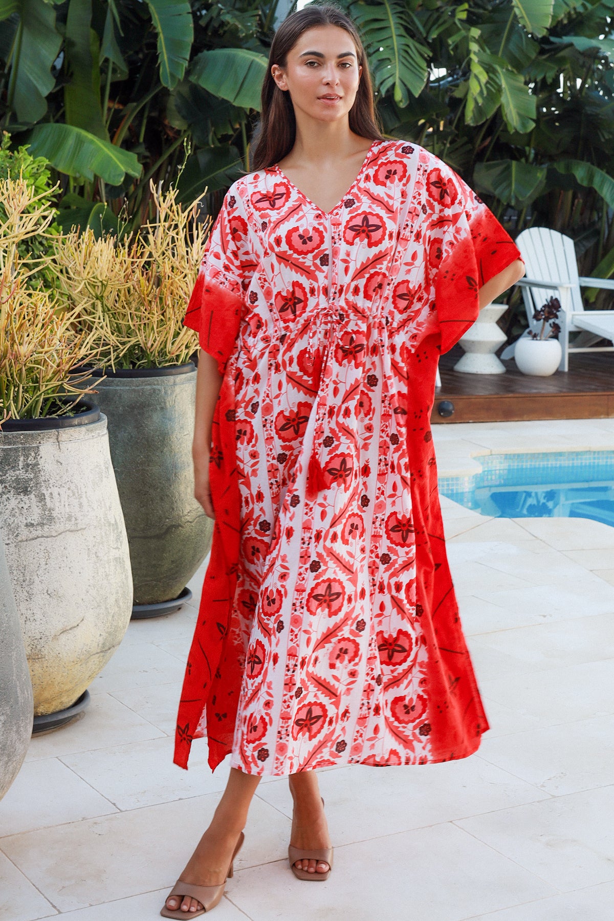 Nyla Kaftan Maruka Red