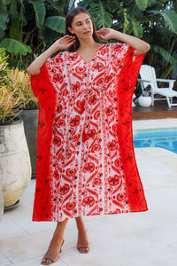 Nyla Kaftan Maruka Red