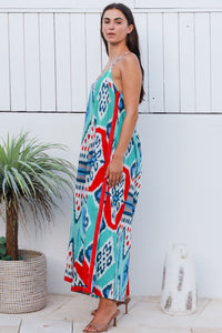 Rio Jumpsuit Parker Ikat Teal Red