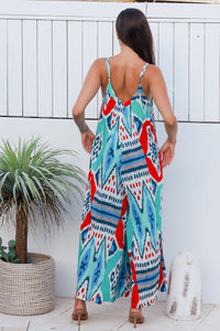 Rio Jumpsuit Parker Ikat Teal Red
