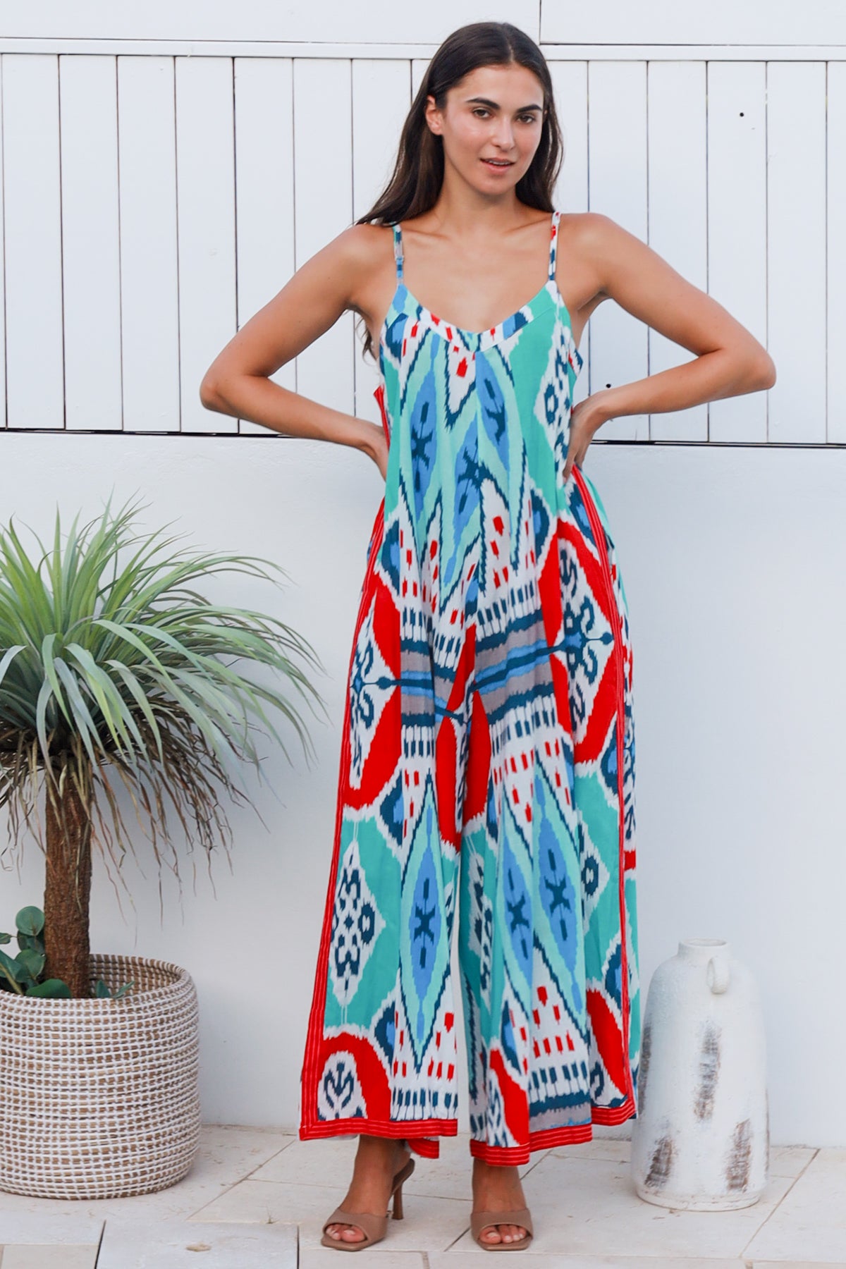 Rio Jumpsuit Parker Ikat Teal Red