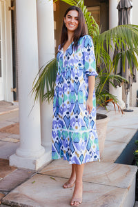 Mahale Dress Ford Ikat Mint Aqua
