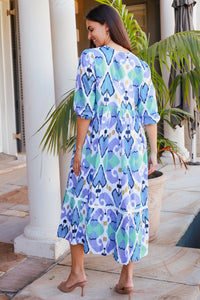 Mahale Dress Ford Ikat Mint Aqua