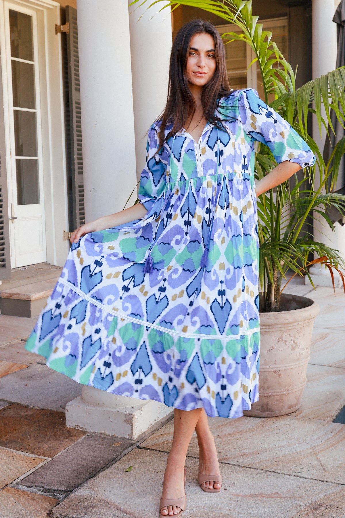 Mahale Dress Ford Ikat Mint Aqua