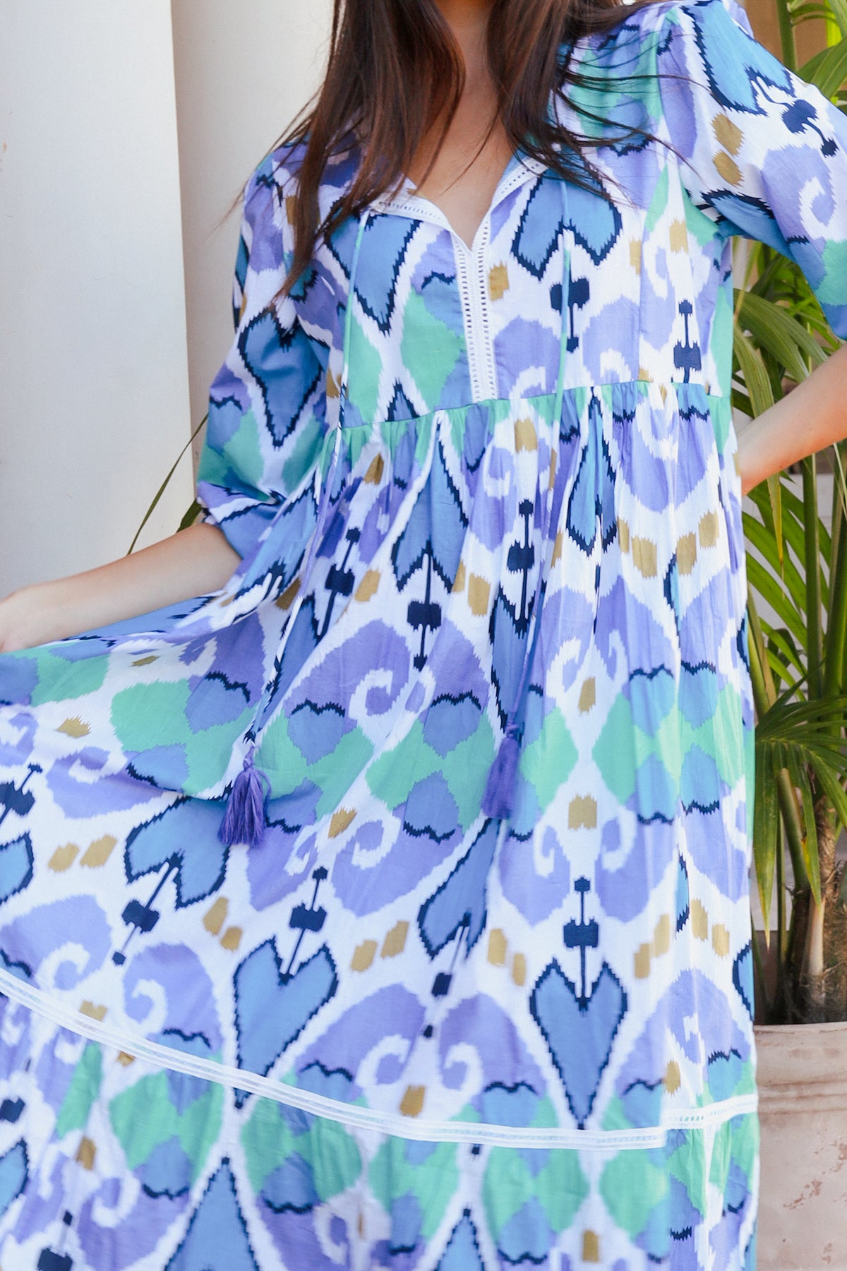 Mahale Dress Ford Ikat Mint Aqua