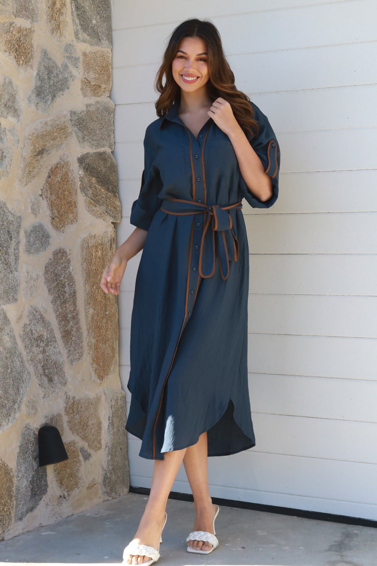 Alina Navy Midi Dress-2