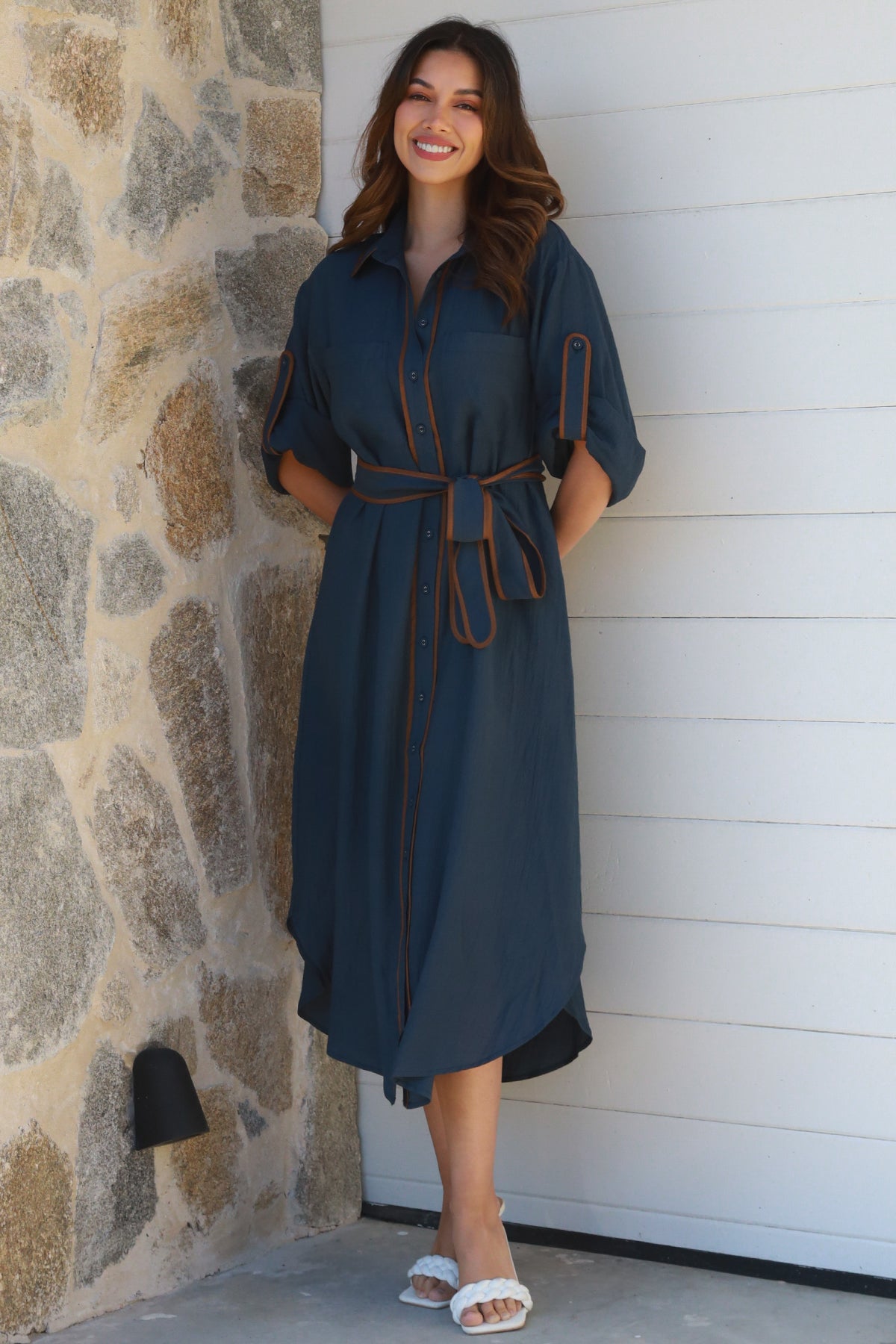 Alina Navy Midi Dress-2