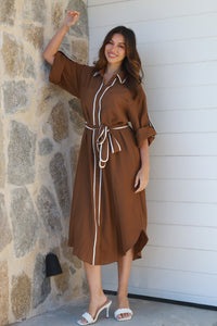 Alina Brown Midi Dress