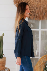 Alina Navy Top