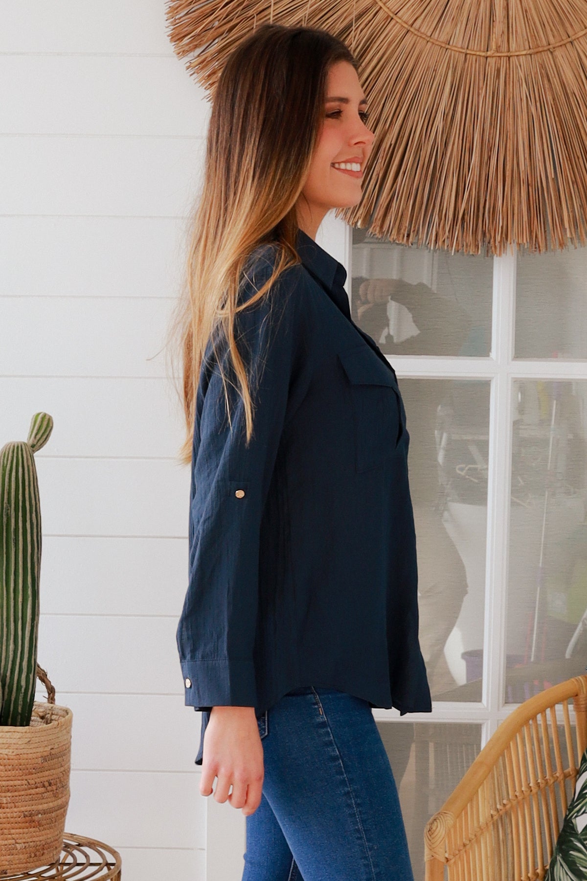 Alina Navy Top