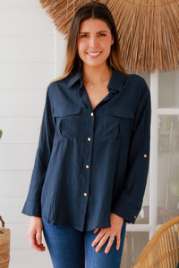 Alina Navy Top