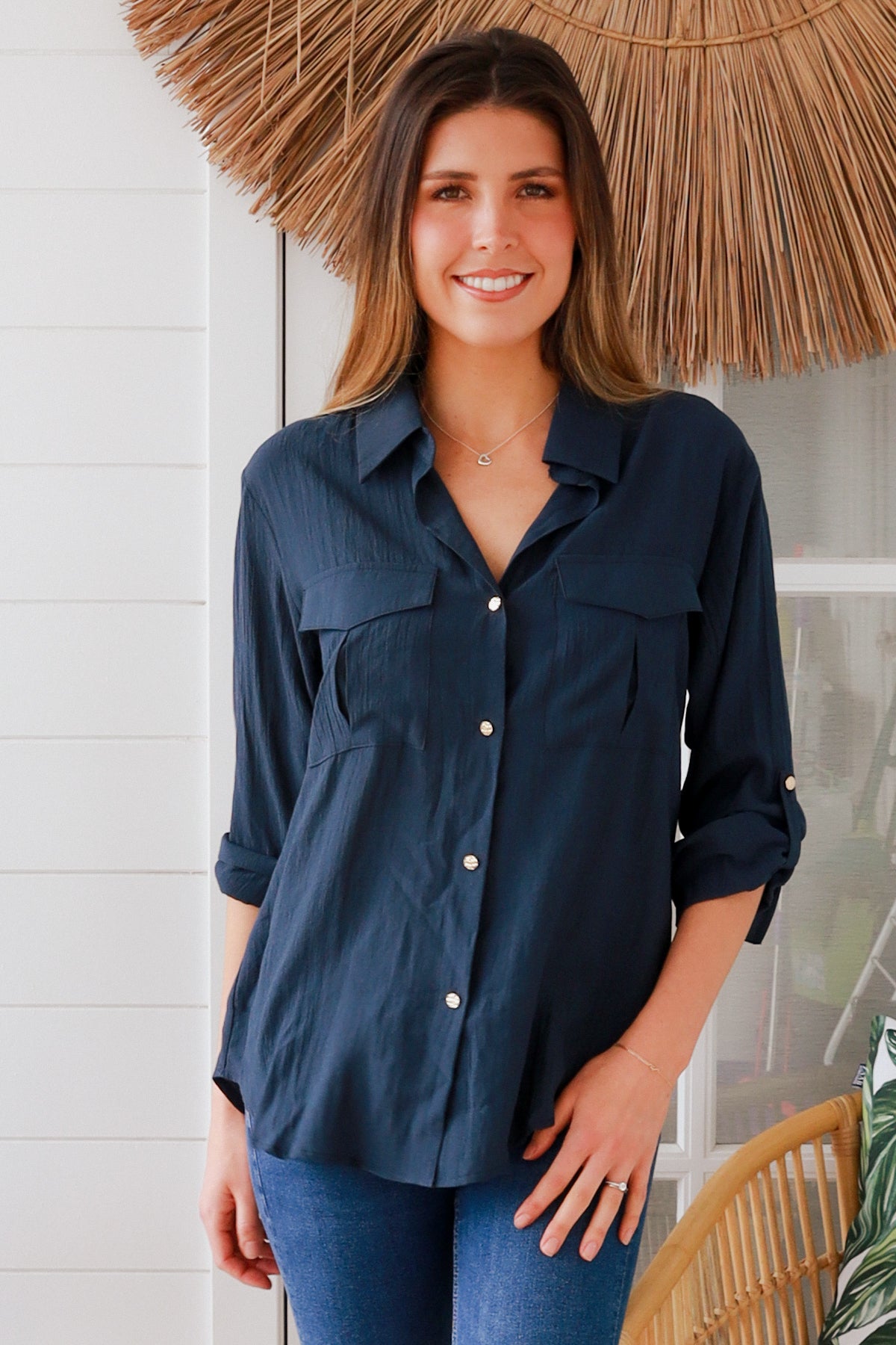 Alina Navy Top