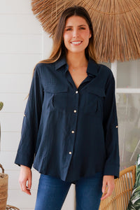 Alina Navy Top