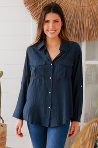 Alina Navy Top