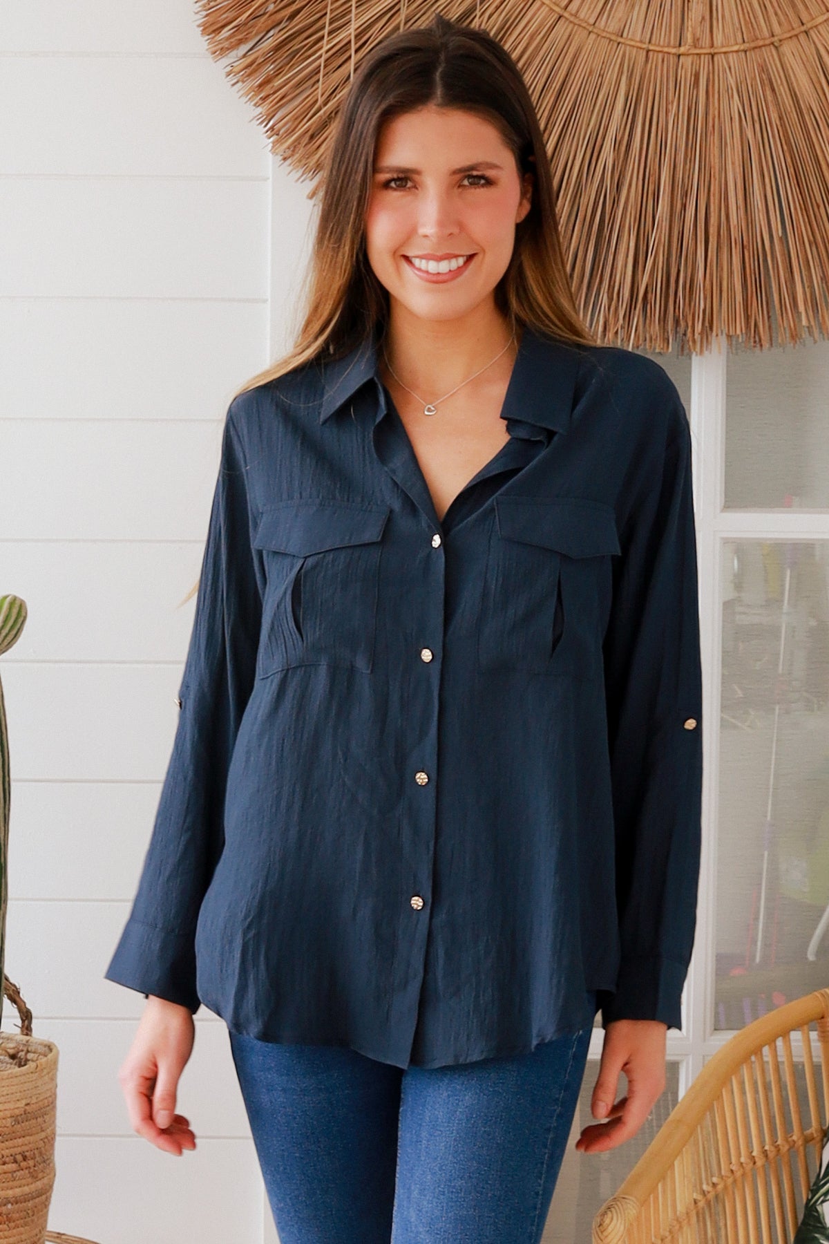 Alina Navy Top