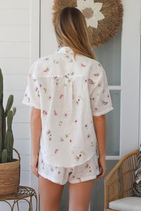 MH0222CH Linen Top with Embroider