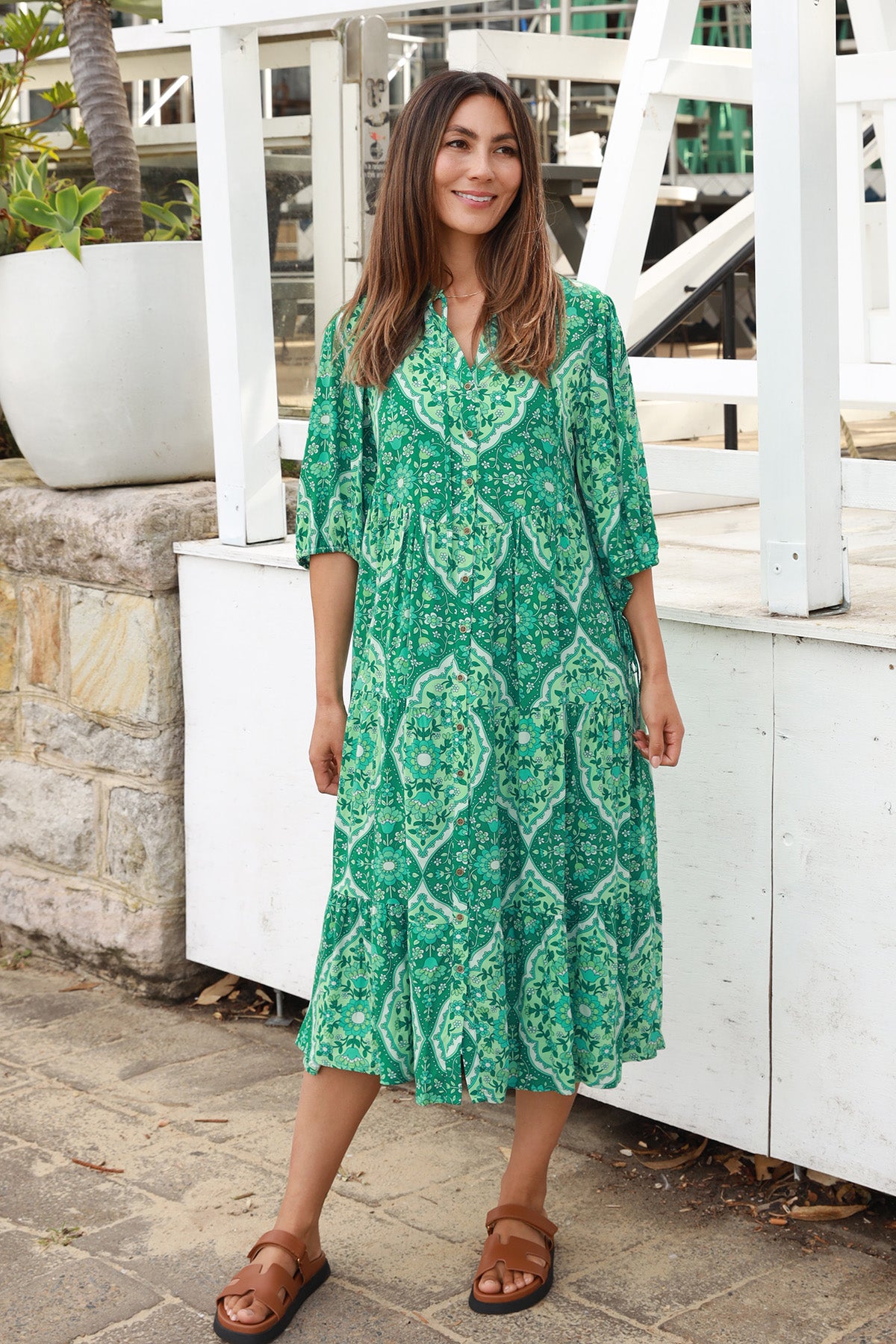 Luisa-Green Midi Dress