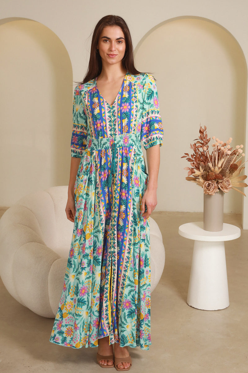 Davina 1/2 Sleeves Maxi Dress