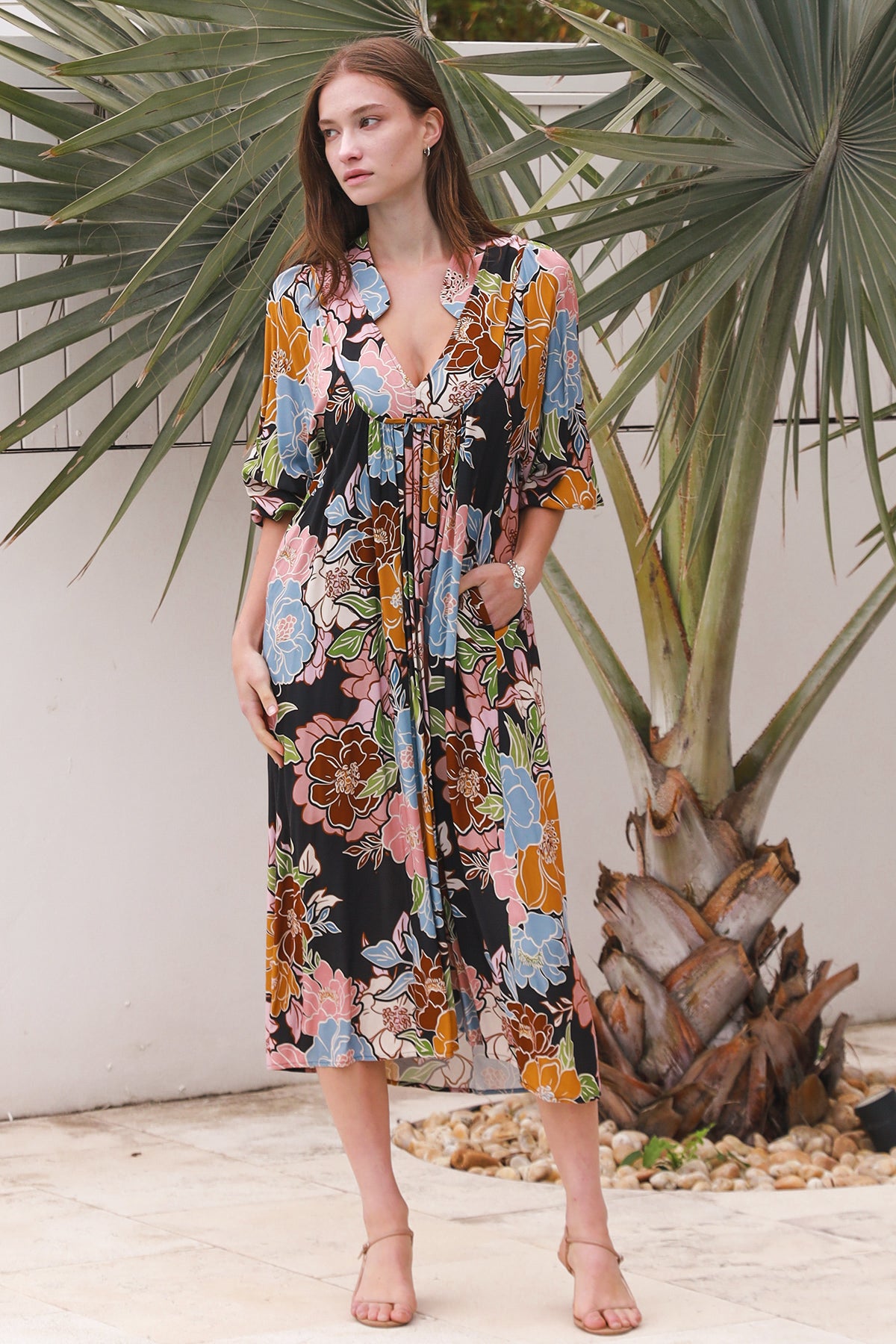 Anya V-Neck Midi Dress