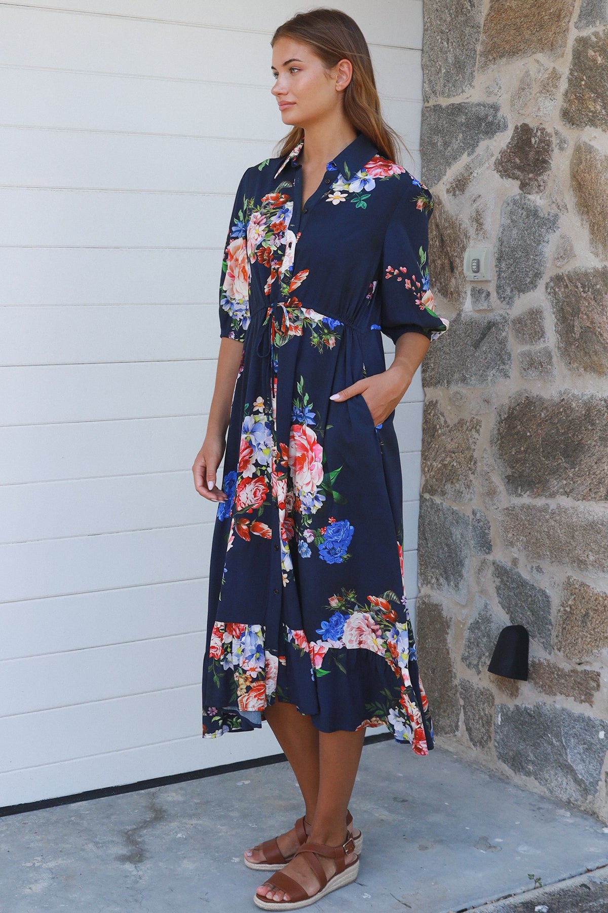 Cecila Navy Midi Dress