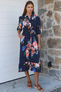 Cecila Navy Midi Dress