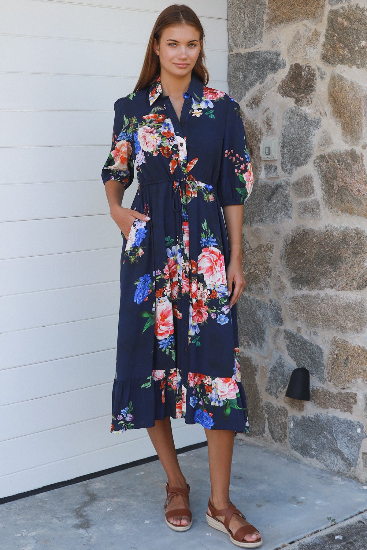 Cecila Navy Midi Dress