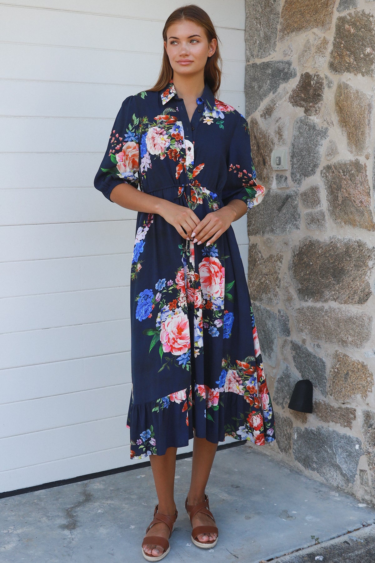 Cecila Navy Midi Dress